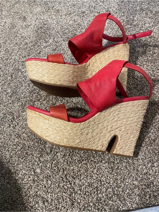 Cole Haan Shoes - Cole Haan Red Leather Espadrille Wedge Sandals - Women size 9